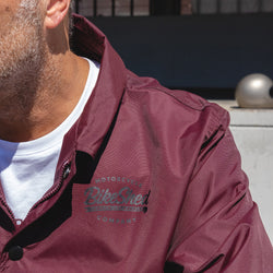 Dan wearing our BSMC Company Coach Jacket - Burgundy 