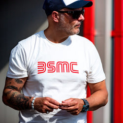 Dan wearing our BMSC '77 T Shirt - White & MX cap