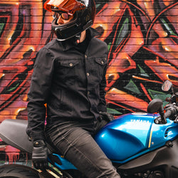 Gareth wearing our BSMC Denim Jacket - Cordura Black