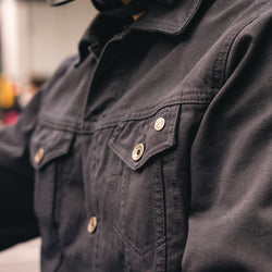 Gareth wearing our BSMC Denim Jacket - Cordura Black