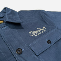 BSMC Chain Stitch Chore Jacket - Blue, logo close up