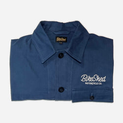 BSMC Chain Stitch Chore Jacket - Blue, folded