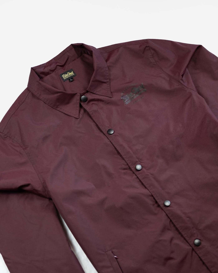 BSMC Company Coach Jacket - Burgundy, front close up