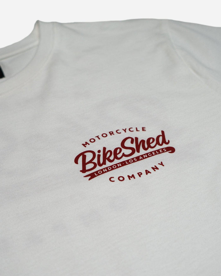 BSMC Company T-Shirt - Off White, logo close up