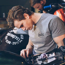 Harry wearing our BSMC Company T-Shirt - Grey while wearing our BSMC Company T-Shirt - Grey