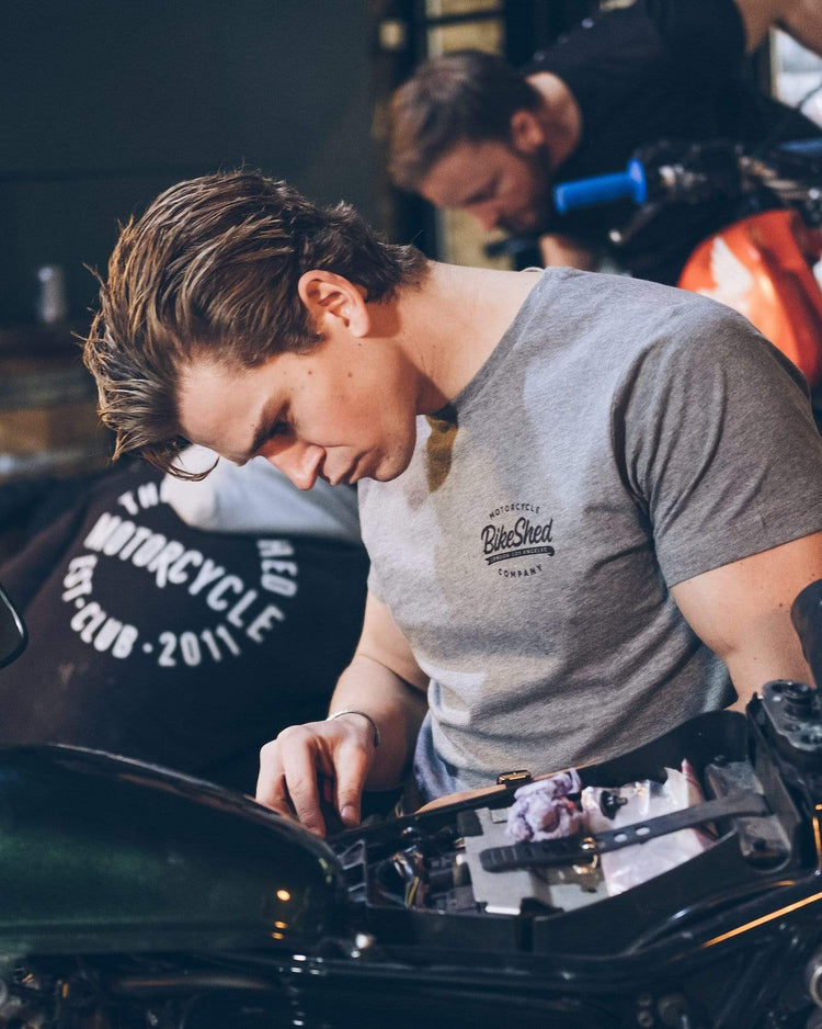 Harry wearing our BSMC Company T-Shirt - Grey while wearing our BSMC Company T-Shirt - Grey