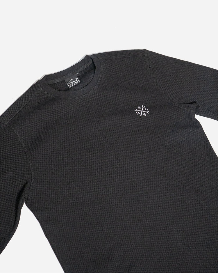 BSMC Embroidered Club Waffle - Black, side on close up