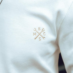 BSMC Embroidered Club Waffle - Ecru, logo close up