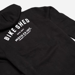 BSMC ESTD. Hoodie - Black, back print close up