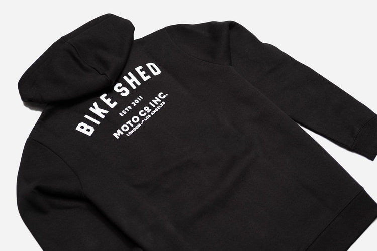 BSMC ESTD. Hoodie - Black, back print close up