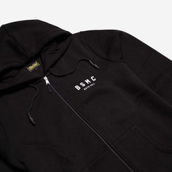 BSMC ESTD. Hoodie - Black, side on close up