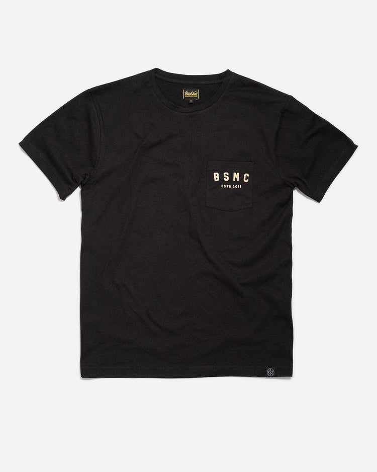 BSMC ESTD. Pocket T Shirt - Black & Gold, front