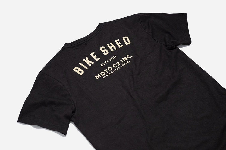 BSMC ESTD. Pocket T Shirt - Black & Gold, side on