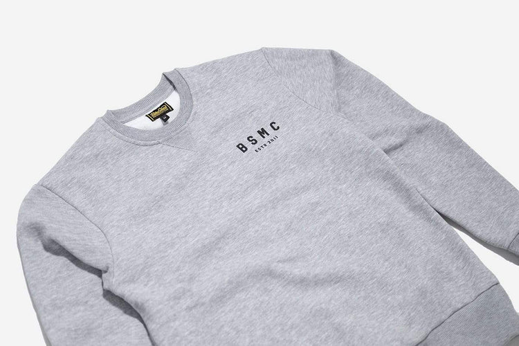 BSMC ESTD. Sweatshirt - Grey Marl, front side on