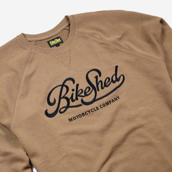 BSMC Garage Sweat - Tan/Black, side on close up