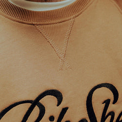 BSMC Garage Sweat - Tan/Black, collar close up
