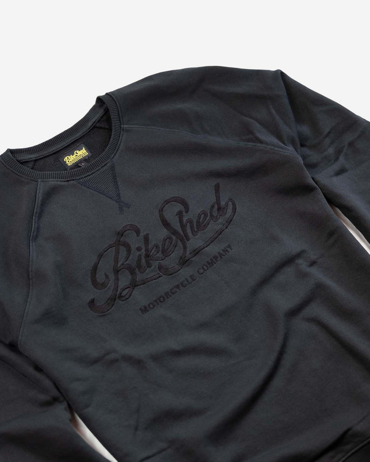 BSMC Garage Sweat - Washed Black, side on close up