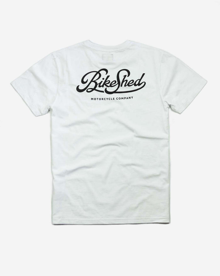 BSMC Garage T Shirt - White & Black, back