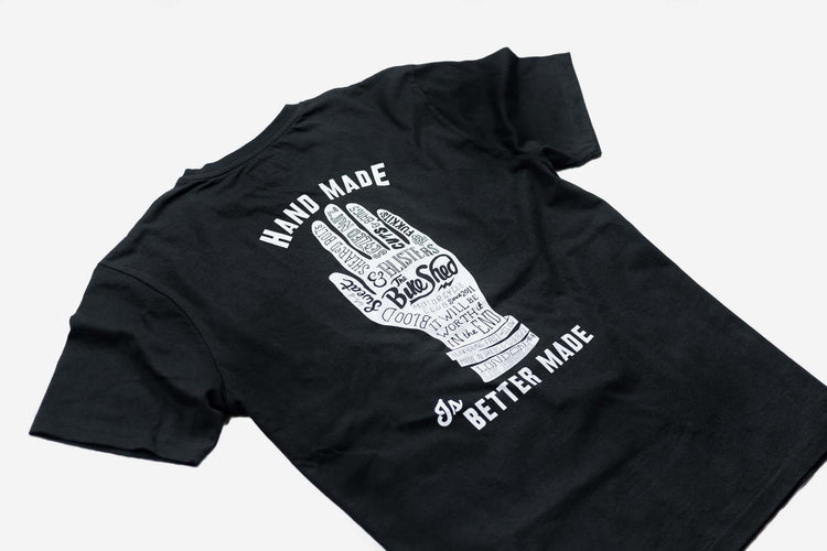 BSMC Handmade T Shirt - Black & White, back print side on