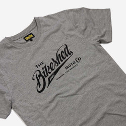 BSMC Inc. T Shirt - Heather Grey, side on close up