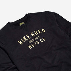 BSMC Moto Co. Sweat - Black/Gold, side on close up