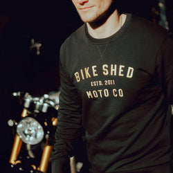Steve wearing our BSMC Moto Co. Sweat - Black/Gold