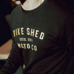 Steve wearing our BSMC Moto Co. Sweat - Black/Gold
