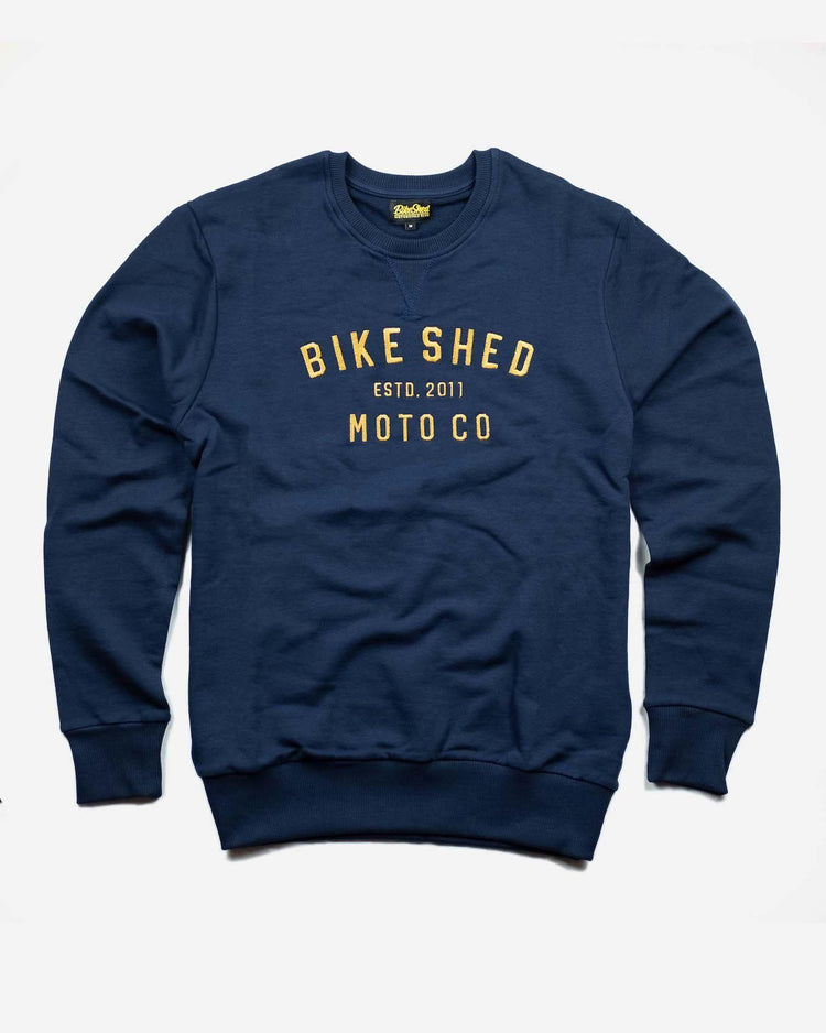 BSMC Moto Co. Sweat - Navy/Mustard, front