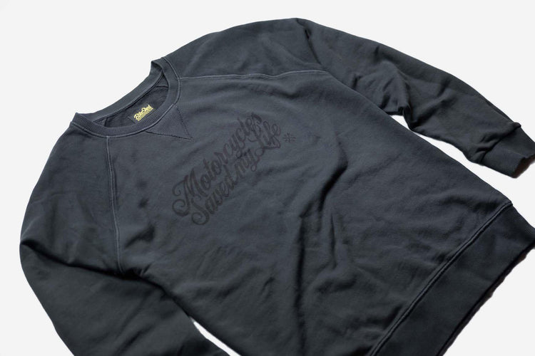 BSMC Retail Sweatshirts BSMC 'Motorcycles Saved My Life' Sweatshirt - WASHED BLACK, close up