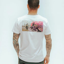 Luca modelling our BSMC Mural T Shirt - White