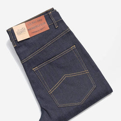 BSMC Resistant - BSR01 Jean - Raw Indigo, folded showing rear pocket