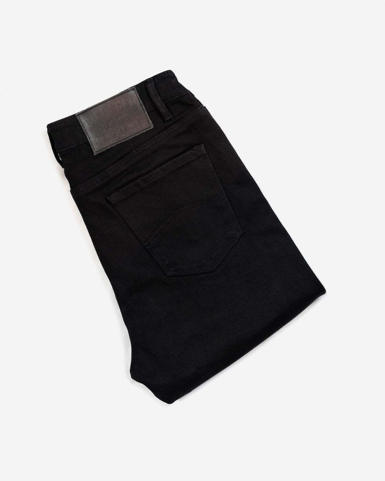 BSMC Resistant Women's Skinny Jean - Black, folded showing rear pocket