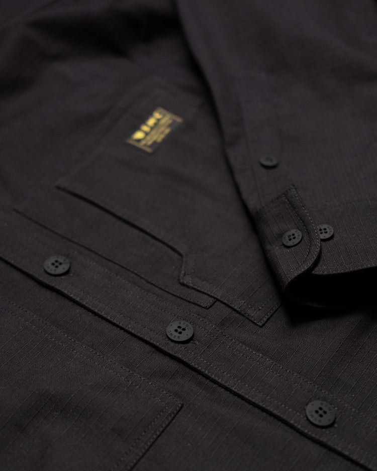 BSMC Ripstop Utility Shirt MKII - BLACK, cuff close up
