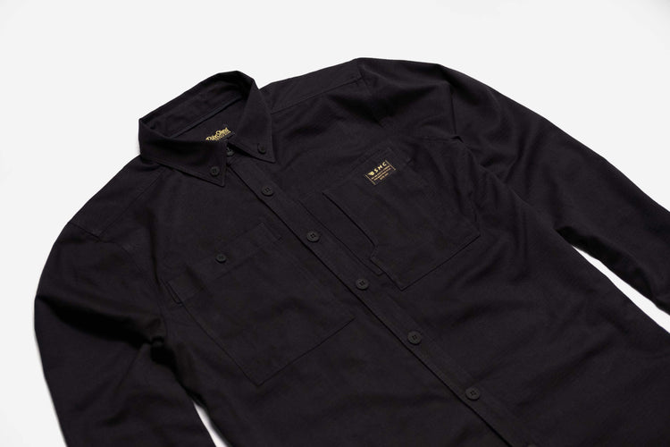 BSMC Ripstop Utility Shirt MKII - BLACK, side on close up