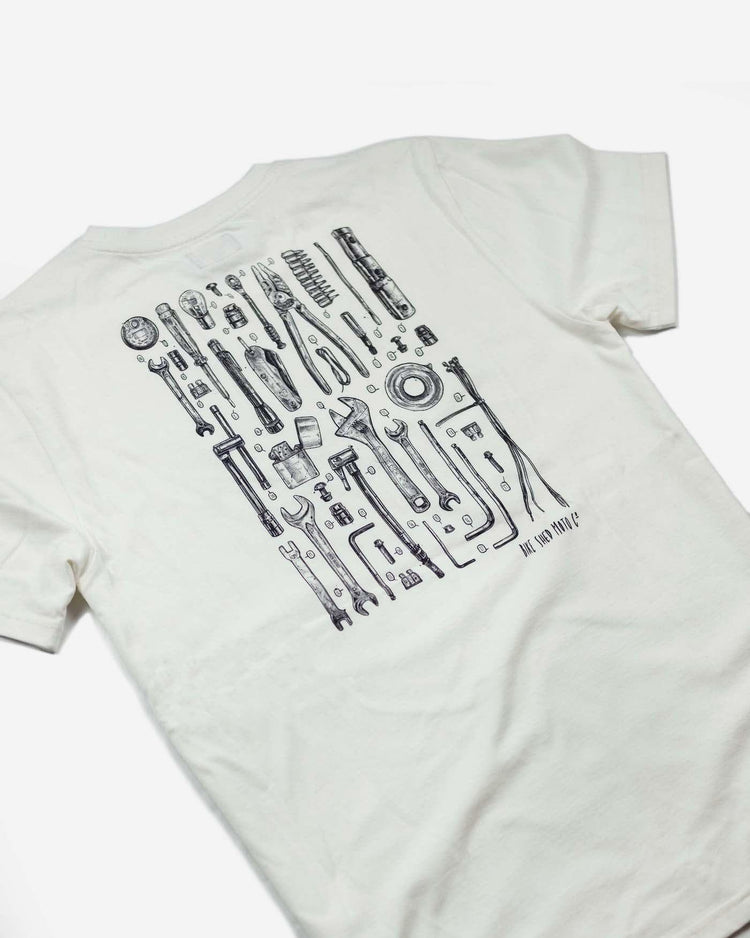 BSMC Toolkit T Shirt - White, back side on