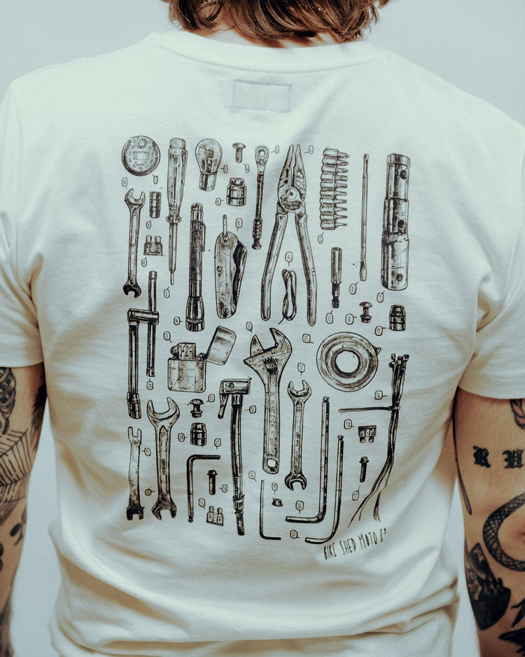 James wearing our, back print close up