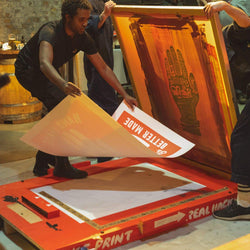 BSMC x Dave Buonaguidi - Motorcycle Pulled "Handmade Is Better Made" Print being prepped
