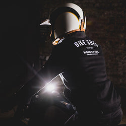 Model wearing our BSMC x Hedon Club Classic Helmet DOT