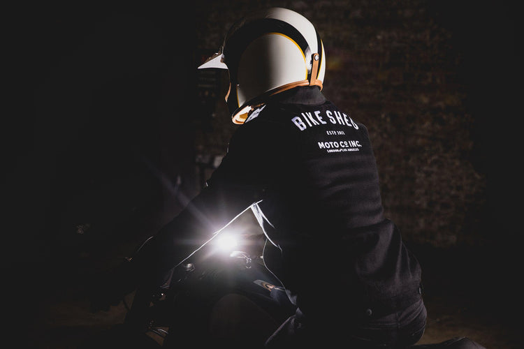Model wearing our BSMC x Hedon Club Classic Helmet DOT