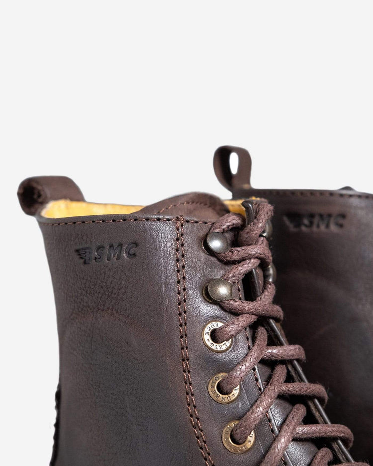BSMC X Umberto Luce Boot - Coffee Brown, logo close up
