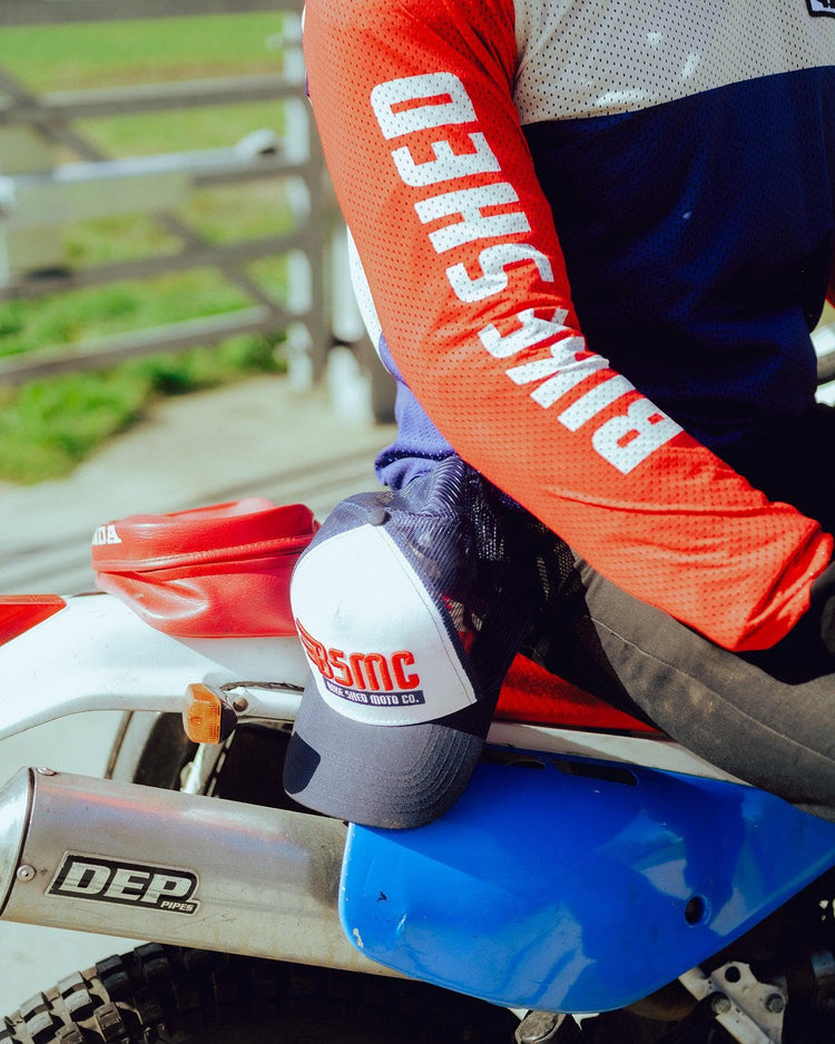 BSMC XR Race Jersey - WHITE/BLUE/RED, sleeve