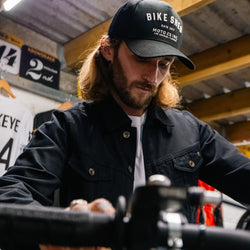 Hawkeye Moto wearing our BSMC Denim Jacket - Cordura Black