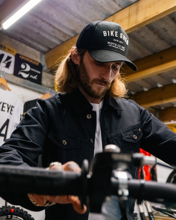 Hawkeye Moto wearing our BSMC Denim Jacket - Cordura Black