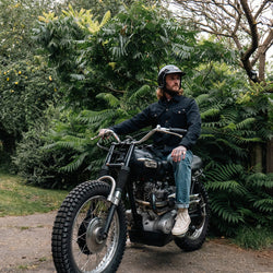 Hawkeye Moto wearing our BSMC Denim Jacket - Cordura Black