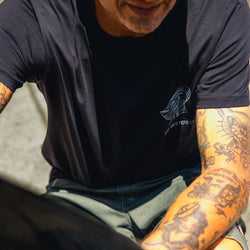 Model wearing our BSMC Dragon Slayer T Shirt - Black