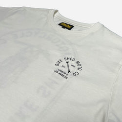 BSMC Drop Bars T Shirt - White, logo close up