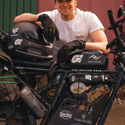 Harry smiling wearing our BSMC Chain T Shirt - Off White