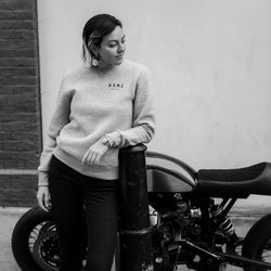 Kat wearing our BSMC ESTD. Sweatshirt - Grey Marl