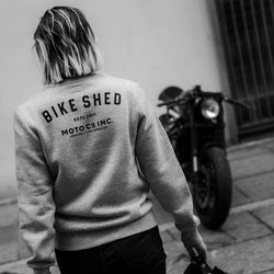 Kat wearing our BSMC ESTD. Sweatshirt - Grey Marl