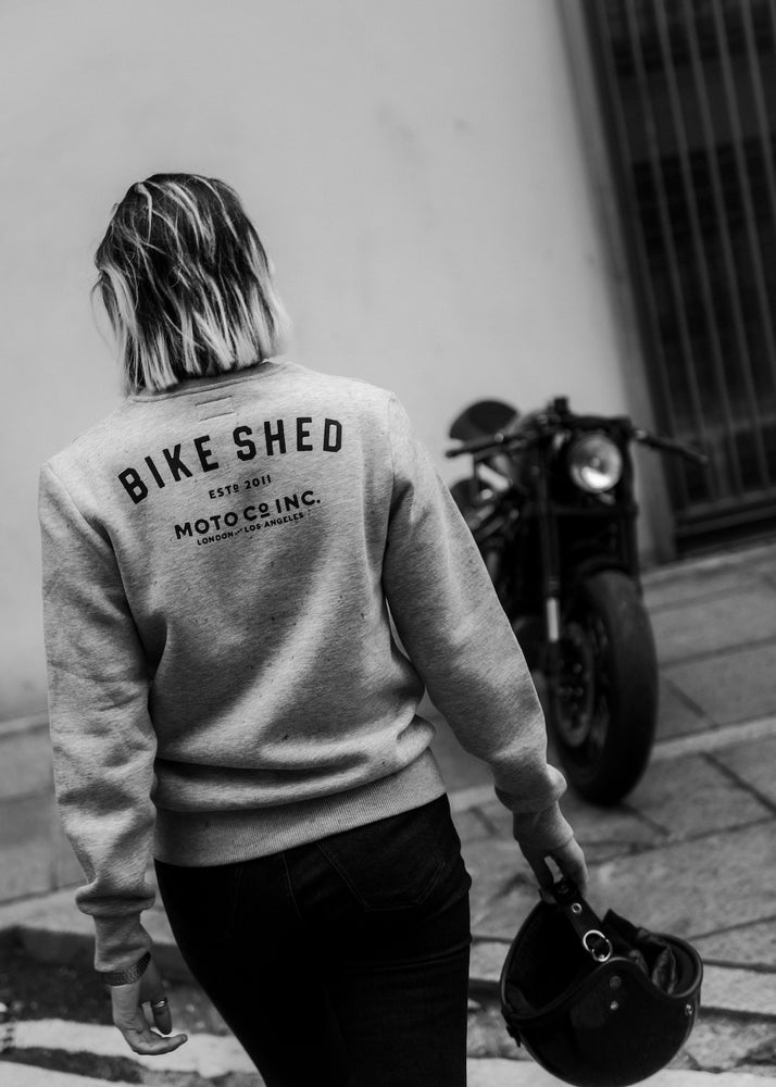 Kat wearing our BSMC ESTD. Sweatshirt - Grey Marl